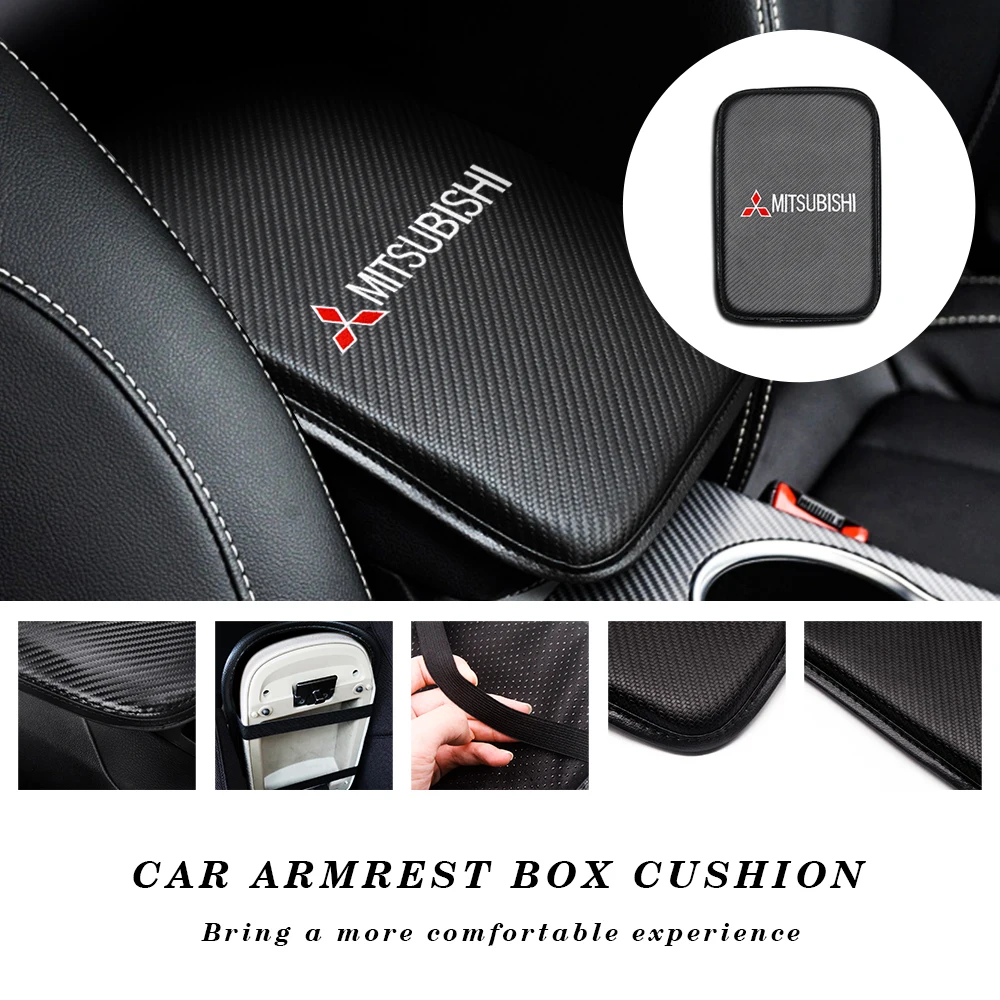 

Leather Car Armrest Mat Dust-proof Waterproof Cushion Cover For Mitsubishi Asx Lancer 10 Outlander 3 l200 Pajero Sport Galan