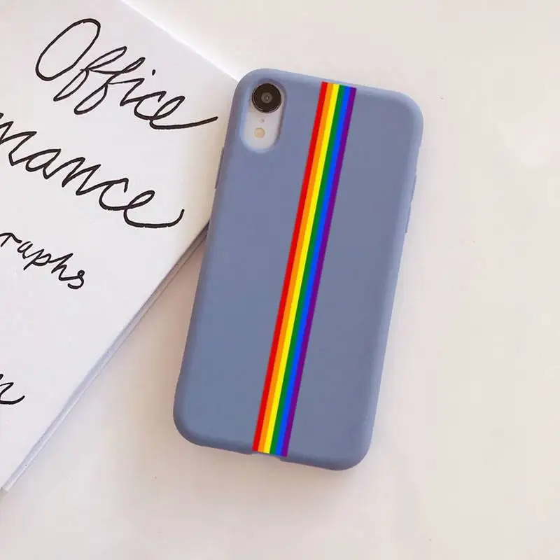 

YNDFCNB Gay Lesbian LGBT Rainbow Pride Phone Case Soft Solid Color for iPhone 11 12 13 mini pro XS MAX 8 7 6 6S Plus X XR