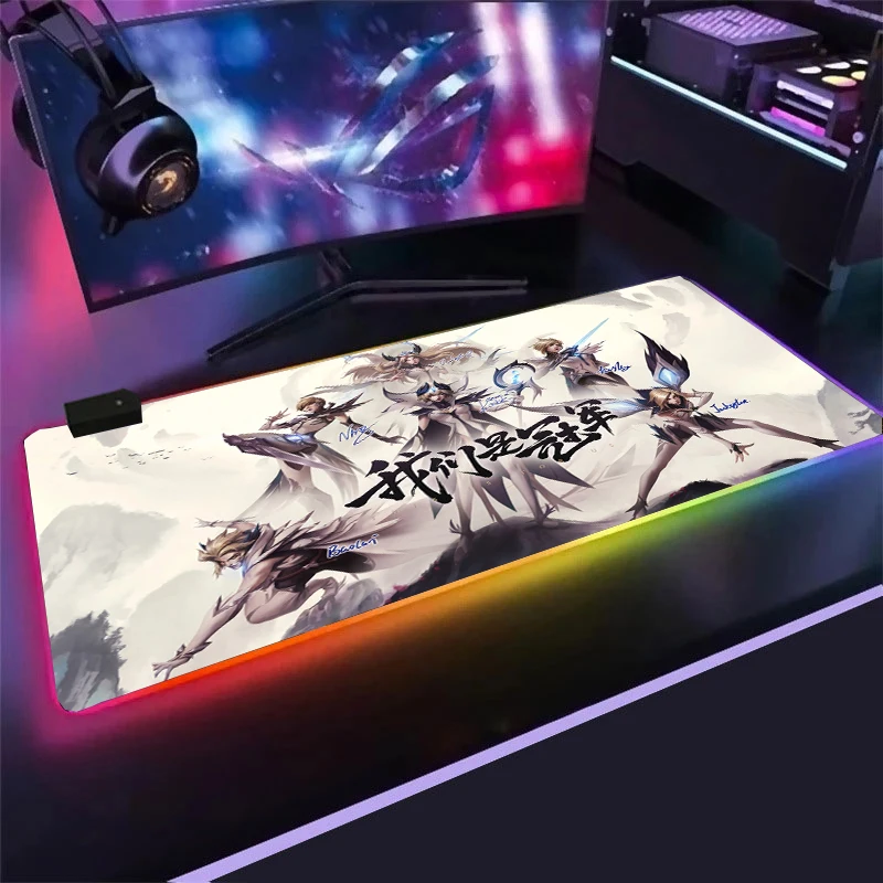 RGB LOL геймеры Обязательные аксессуары коврик для мыши большой светодиодный Лига