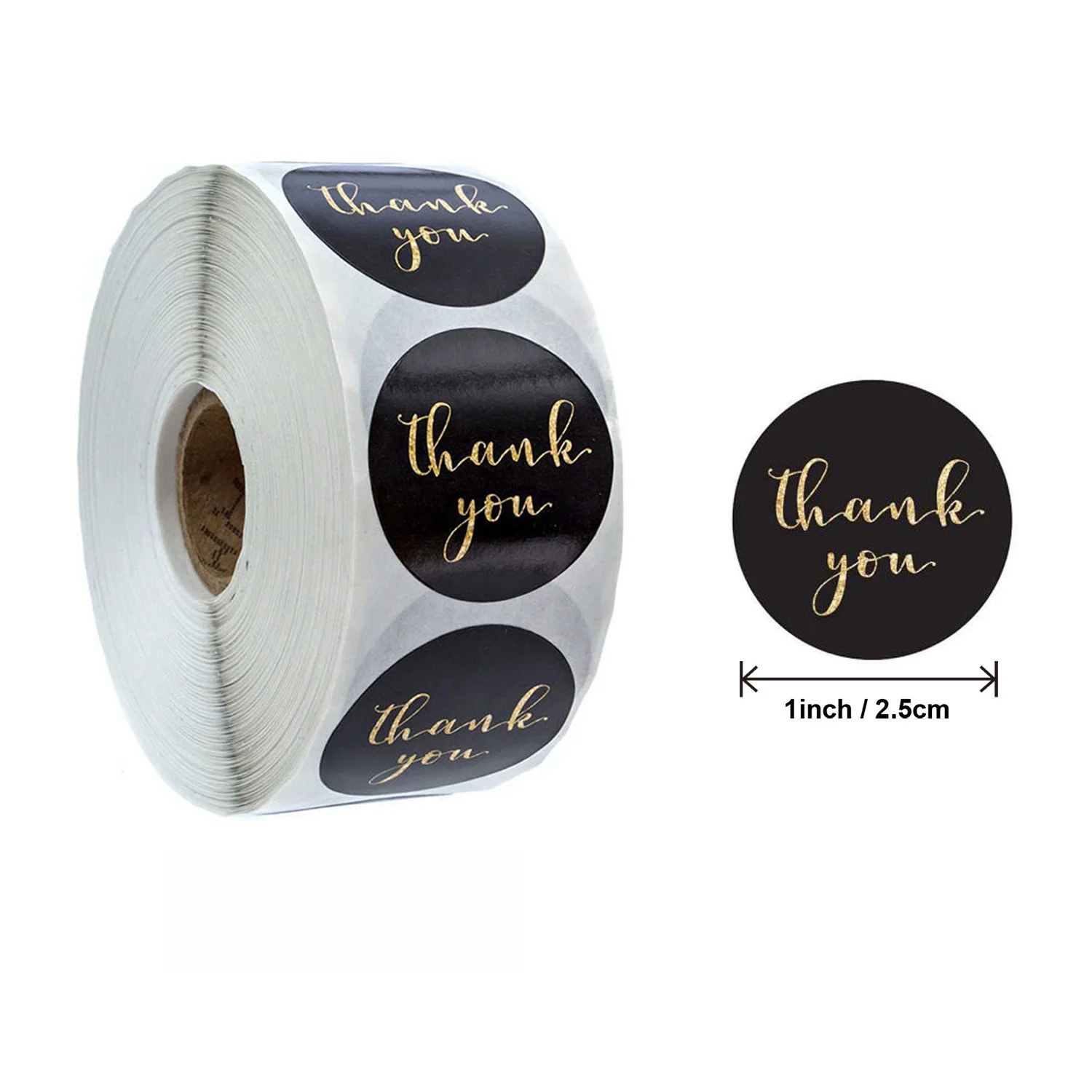 

100-500pcs Black Thank You Stickers Seal Labels 1inch Gold Foil Paper Decoration Sticker For Handmade Wedding Gift Sticker