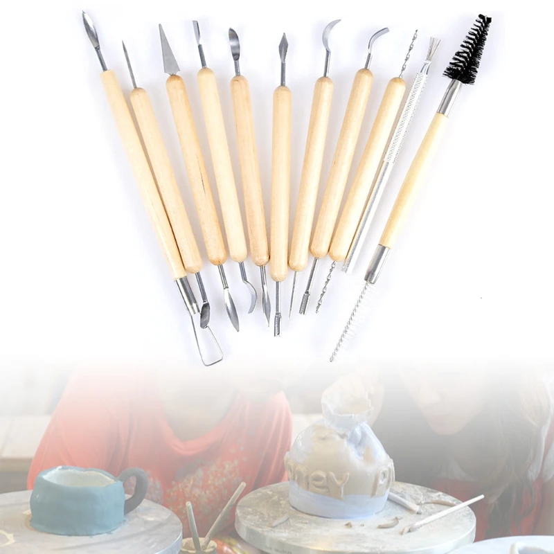 

Набор для скульптурирования глины, 11 шт., сглаживающая восковая резьба, керамические инструменты, полимерные Формирователи, инструмент для ...