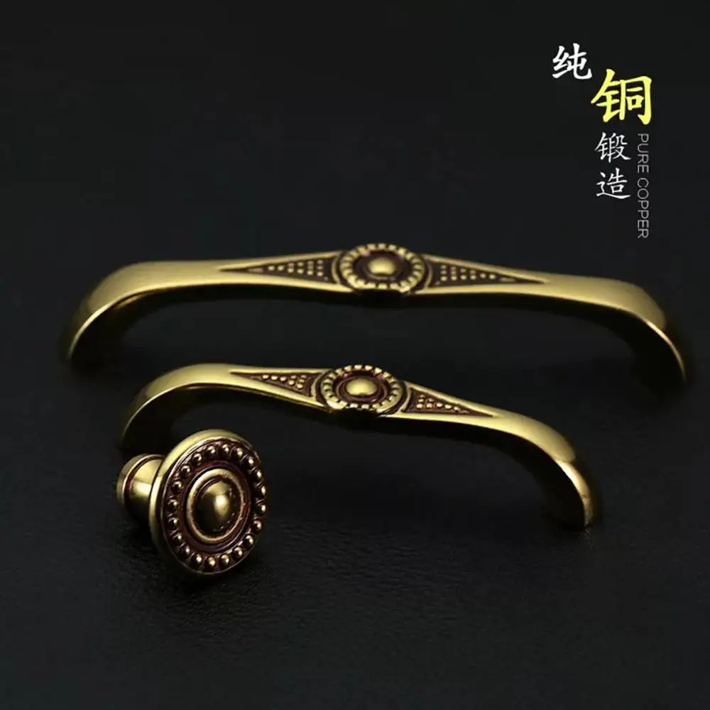 Pure copper solid core European antique handle gold wardrobe cupboard drawer door furniture | Обустройство дома