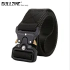 Ремень Bullzine тактический Мужской, металлический брезентовый ремень с металлической пряжкой из цинкового сплава для отдыха на открытом воздухе, морской пехоты, BC-10011