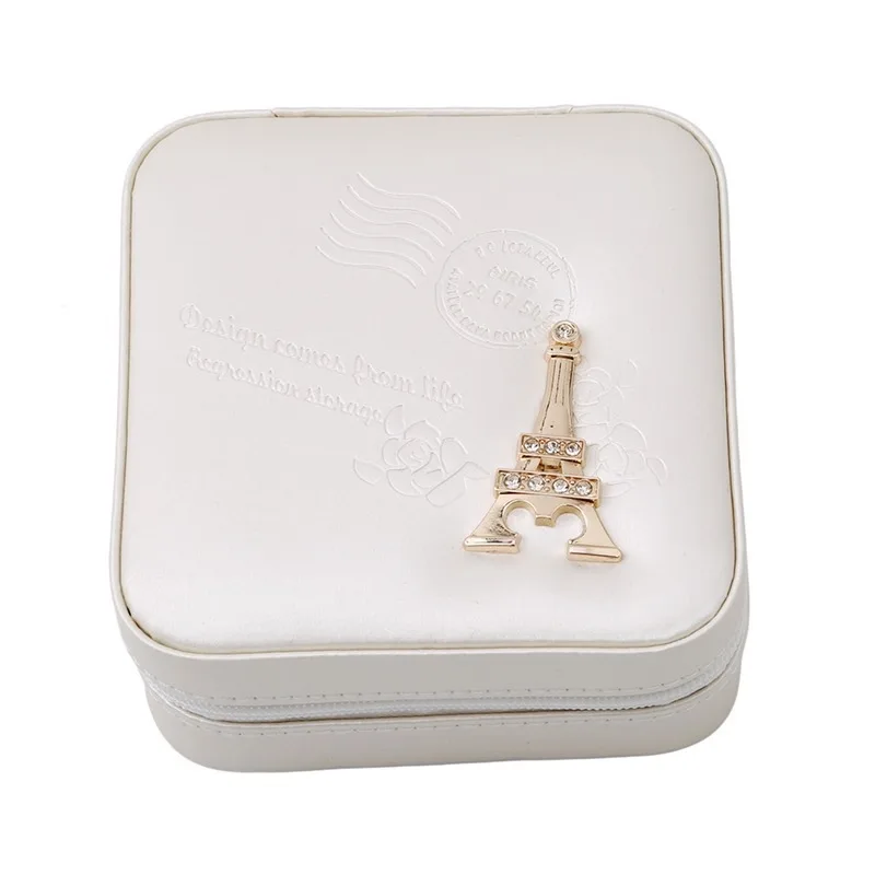 

Jewelry Box Portable Storage Organizer Earring Holder Zipper Women Jewelry Display Travel Case 100x100x55mm