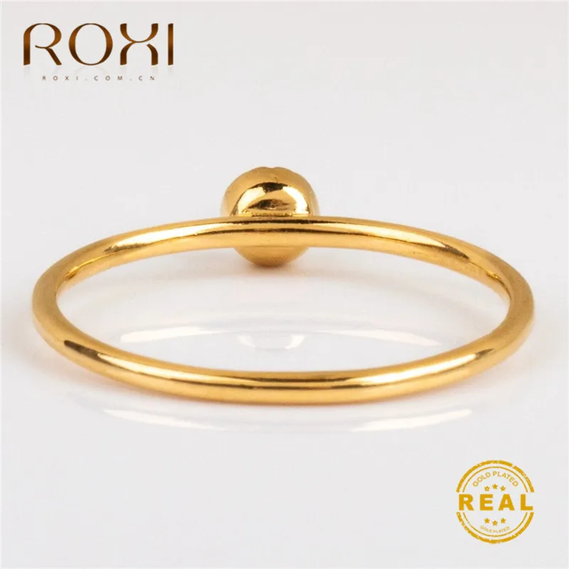 ROXI тонкий дизайн круглый Опаловый камень кольцо для женщин изысканное тонкое кольцо с камнем рождения Свадебные украшения Изящные Несколько колец