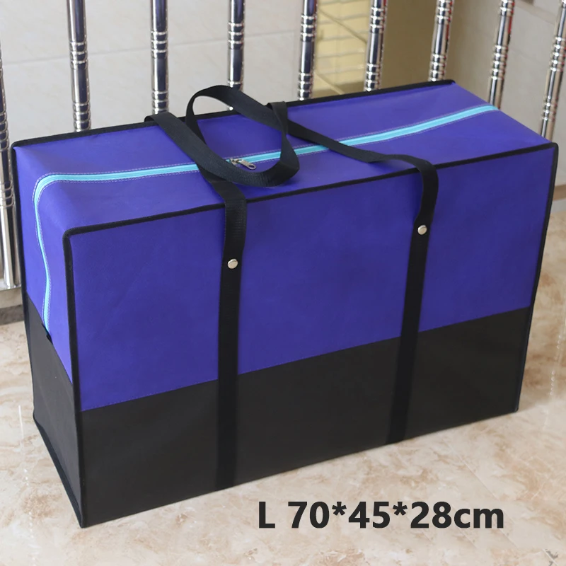 BLUE L 70x45x28cm Переносная большая сумка из водонепроницаемого холста, Большая вместительная Мужская Дорожная сумка из ткани Оксфорд, стеганая сумка, упаковка для багажа - Цвет: BLUE L 70x45x28cm