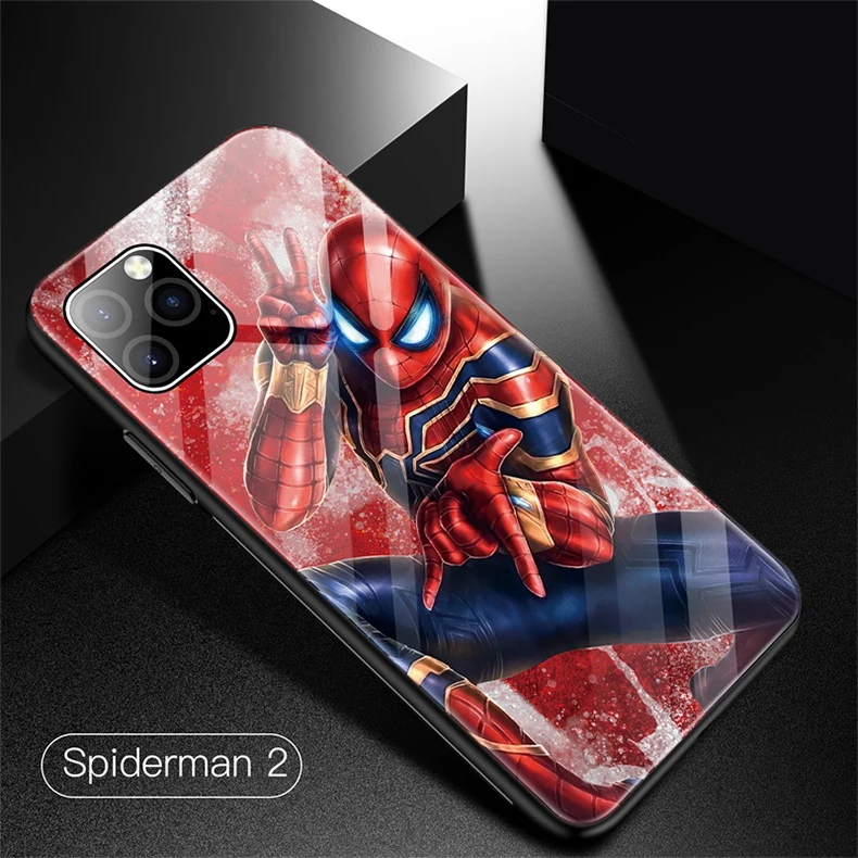 Чехол из закаленного стекла для телефона Marvel с человеком-пауком для iPhone 11 Pro Max XSmax XR XS X 8 7 6s 6 Plus, роскошный защитный чехол