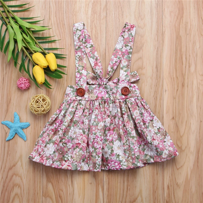 

Toddler Kids Baby Girls Floral Printing Sleeveless Tutu Skirt with Suspender Overalls Newborn Clothes Party Bib Straps Skirts