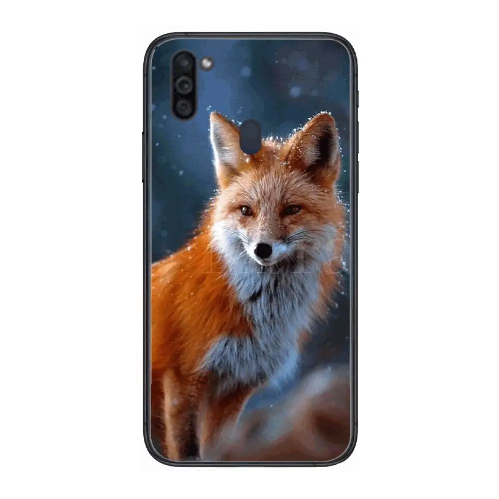 

Back Trend Fox Cute Anima Mobile Phone Case Hull For Samsung Galaxy M 10 20 21 31 30 60S 31S Black Shell Art Cell Cover TPU