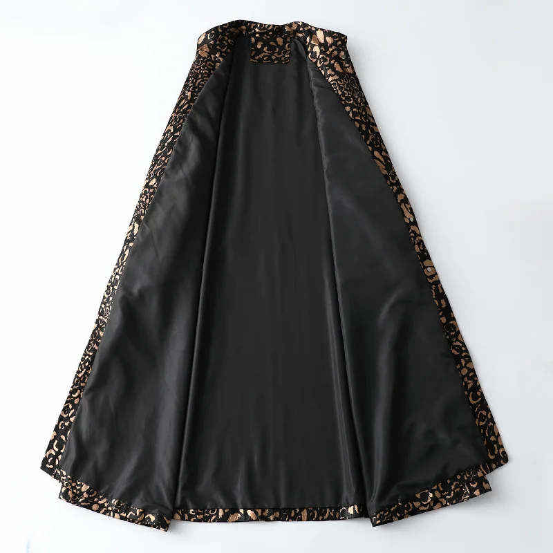 Genuine Leather Leopard Coats Long Women Standard Collar Sheep Fur Jackets Single Breasted Fashion Slim Women Warm Overcoats