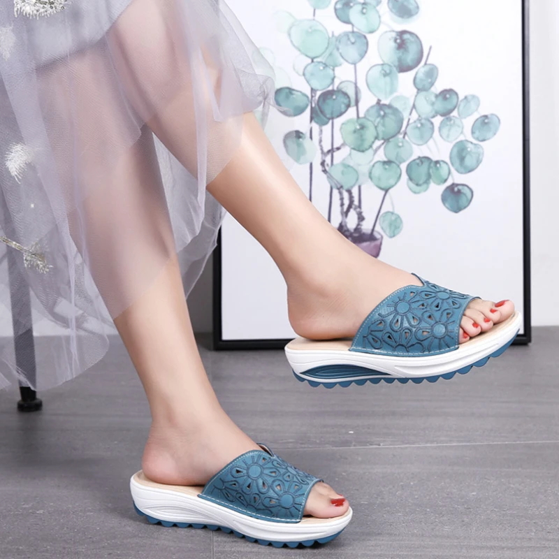 High Quality Fashion Slippers Women Shoes 2022 New Summer Casual Wedges Platform Shoes Ladies Beach Shoes Plus Size Promotion