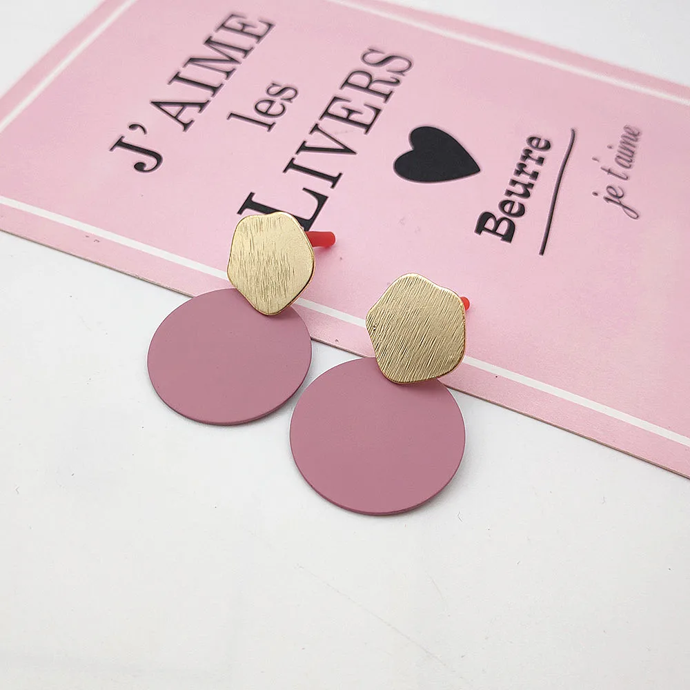 Pink Модные круглые серьги с подвеской в виде ракушки, серьги-капли для женщин, золотые, серебряные геометрические серьги, Панк Гламурные ювелирные изделия, серьги - Окраска металла: Pink