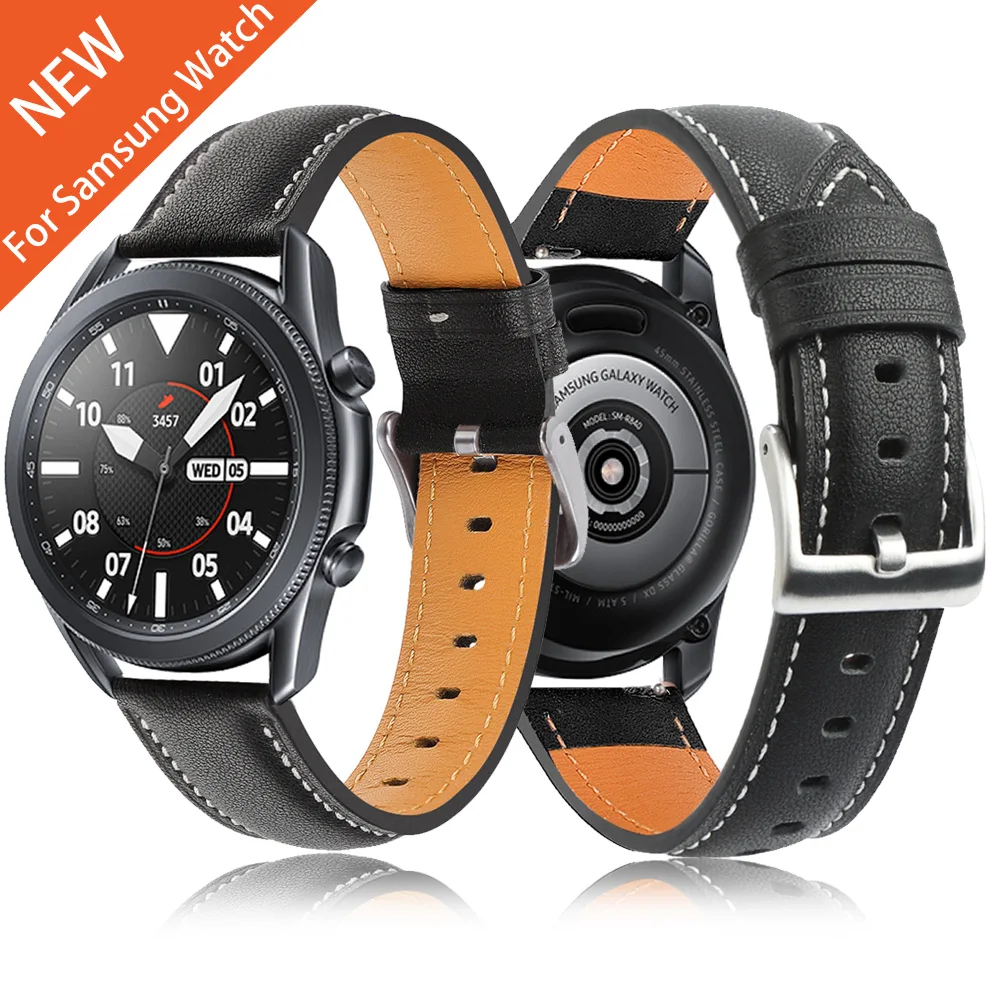 

Ремешок из натуральной кожи для Samsung Galaxy Watch 3, запасной браслет для наручных часов, 45 мм 41 мм, официальный стиль