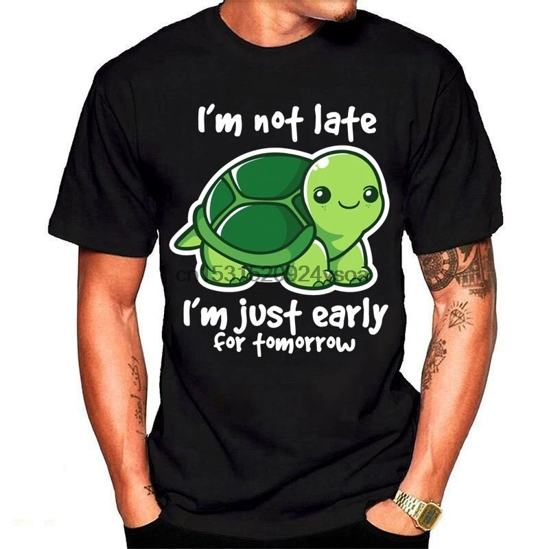Мужские футболки с принтом черепахи не поздно Мужская футболка коротким рукавом