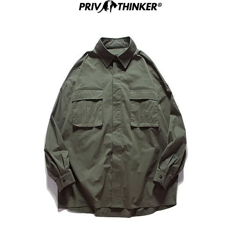 Мужская рубашка с длинным рукавом Privathinker черная винтажная уличная в стиле хип хоп 2020|Повседневные рубашки| |