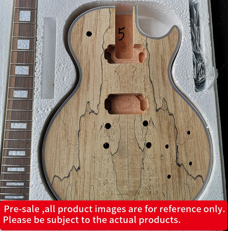 DIY LP стиль электрогитара Spalted кленовый шпон+ африканское красное дерево Okoume корпус шеи палисандр гриф набор гитары предпродажа