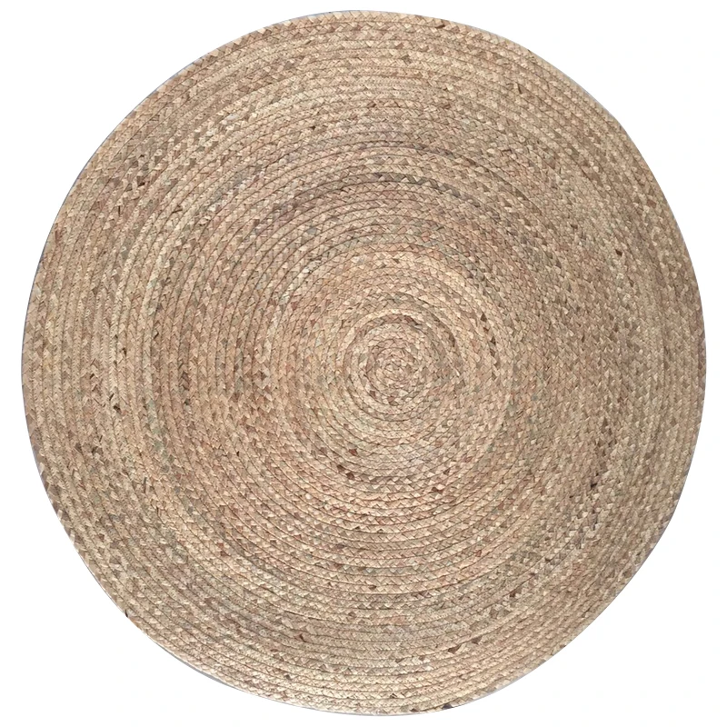 

Diameter 90cm Soft Blanket Unique Loom Braided Jute Collection Mat Hand Woven Natural Fibers Natural Round Rug For Kids Dropship