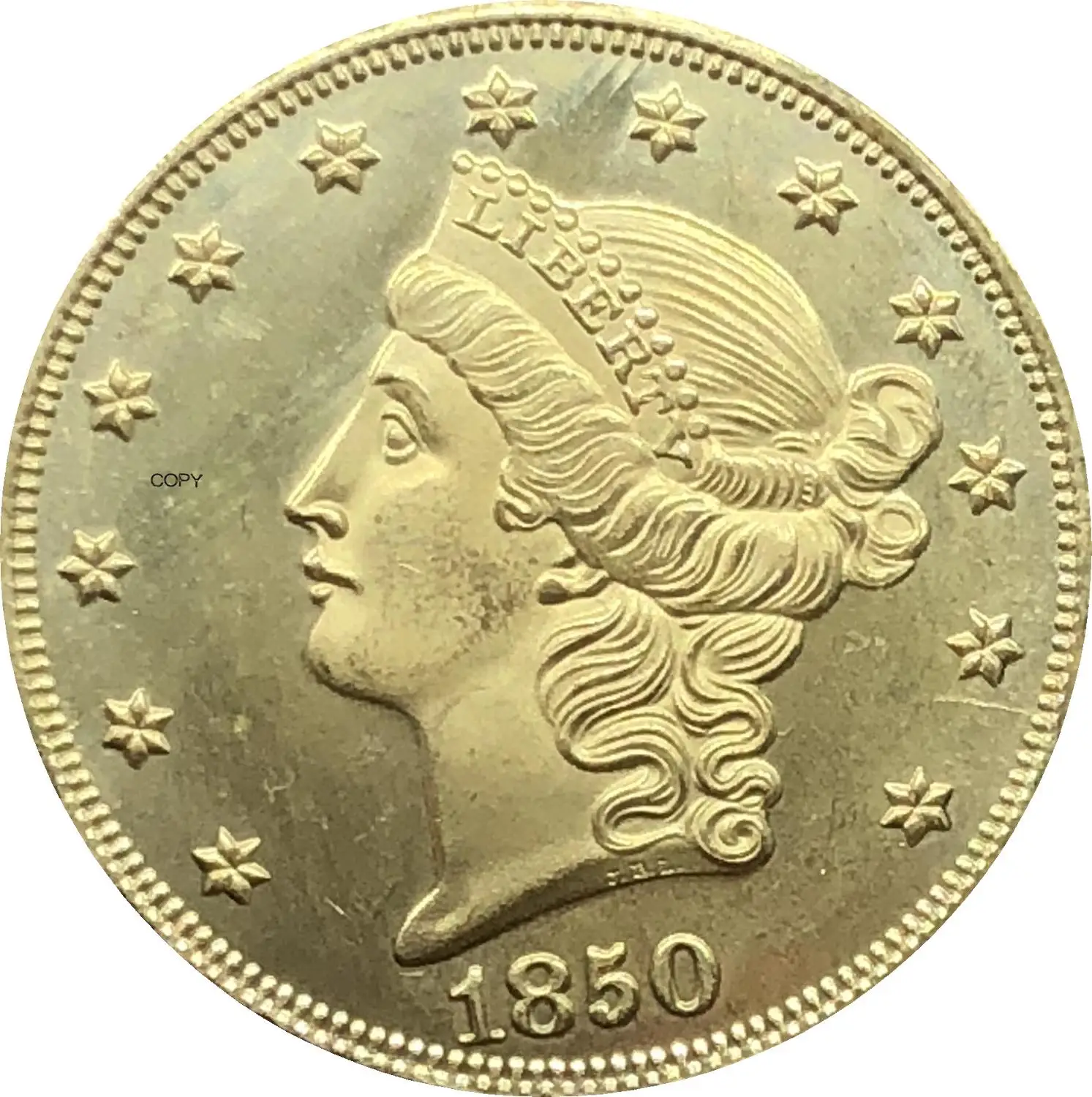 

United States Of America Liberty Head Double Eagle US 1850 1850 O 20 Twenty Dollars No Motto Gold Coin Brass Metal Copy Coins