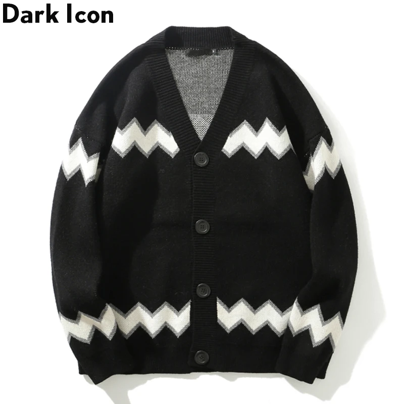

Кардиган мужской с волнами Dark Icon, свитер, уличный свитер в стиле хип-хоп, вязаная одежда, уличная одежда, большие размеры, свитера для мужчин