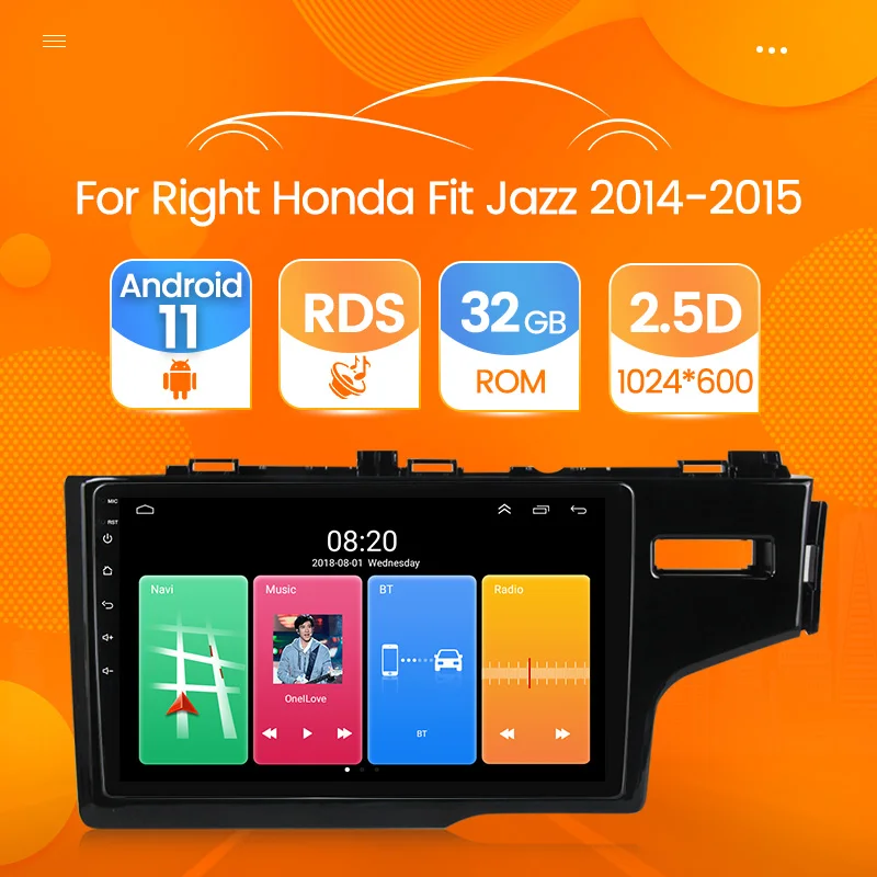 Головное устройство на Android 11 с четырехъядерным процессором для Honda Jazz 3 2015-2020