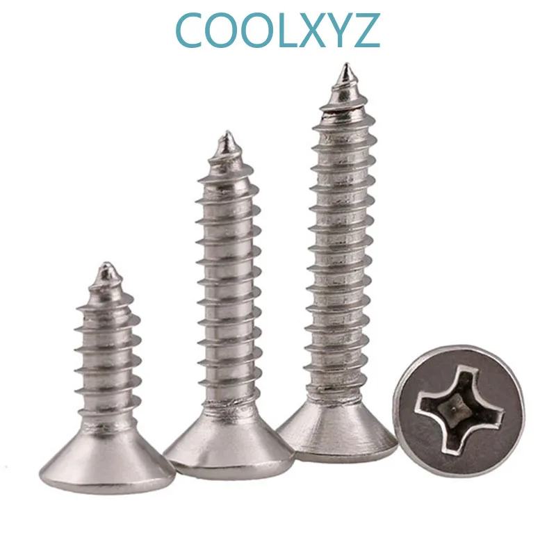 304 Крест из нержавеющей стали с потайной головкой Самонарезающий винт плоской ка