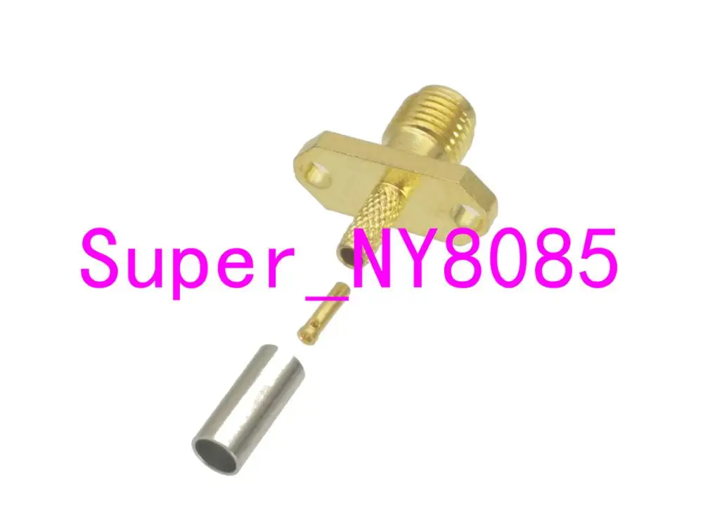 Разъем SMA гнездо 2 отверстие 16 мм фланец обжимной RG174 RG316 LMR100 кабель|cable connector crimp|cable