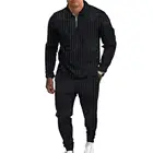 Мужской спортивный костюм в стиле хип-хоп, однотонный пуловер с отложным воротником и брюками, одежда для тренировок, весна 2021