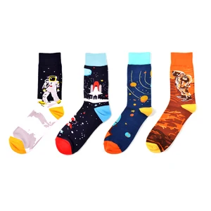 Веселые хлопковые носки с рисунком астронавта, Счастливого скейтборда, Необычные короткие носки, женские и мужские парные носки, новинка, забавные уличные носки