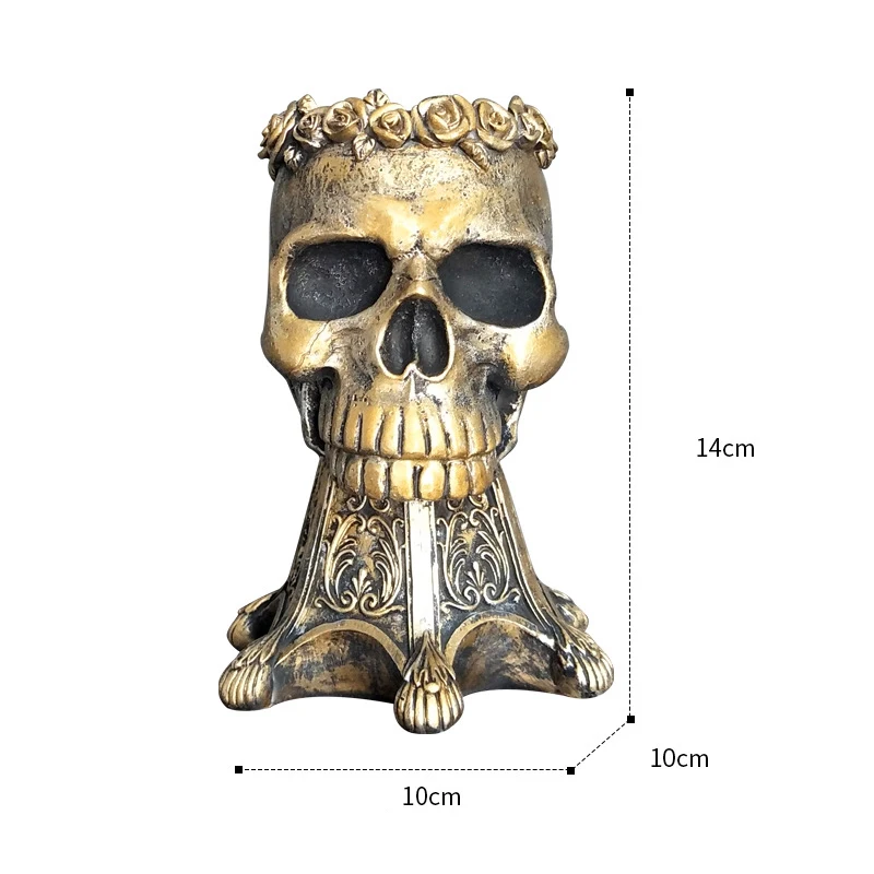 

Nordic retro skull vase Halloween Skeleton flower vase Statue Sculpture Desktop flowerpot Home Decor Resin Skull Flower Stand