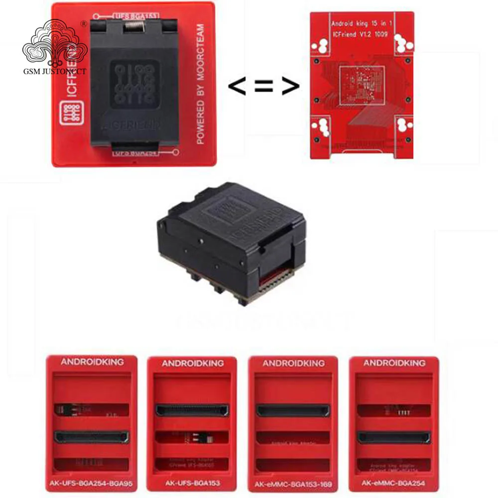 Androidking 16 в 1 MOORC ICFRIEND E-mate box обновление AK-BGA eMMC адаптер с Z3X легкий Jtag Plus UFI Box Medusa Pro |