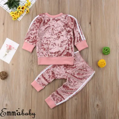 Осень-зима 2020 комплекты одежды для малышей бархатная толстовка с капюшоном