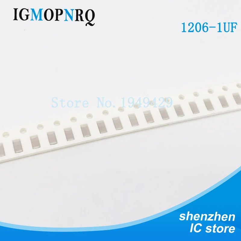 

100 шт./лот 1 мкФ Ф ошибка 10% 105 1 мкФ 1206 SMD микросхема толстой пленки многослойный керамический конденсатор