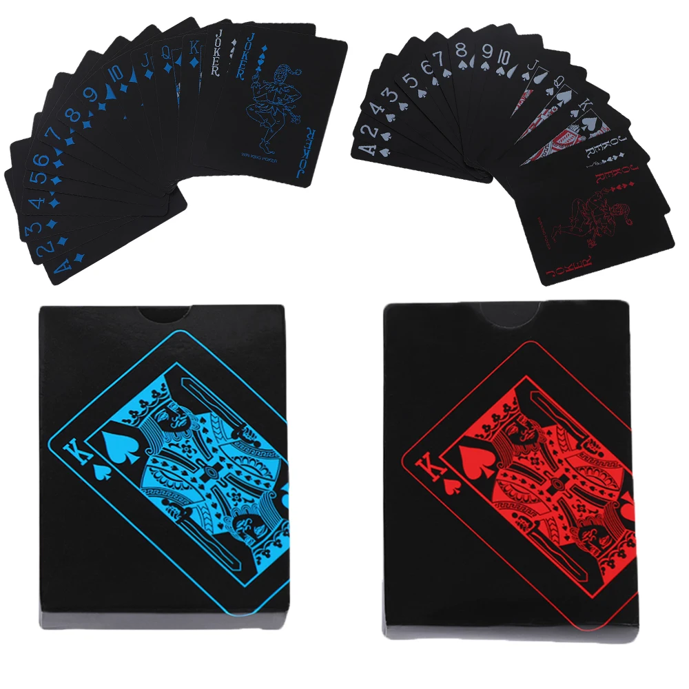 Качественные пластиковые ПВХ покер водонепроницаемые черные игральные карты