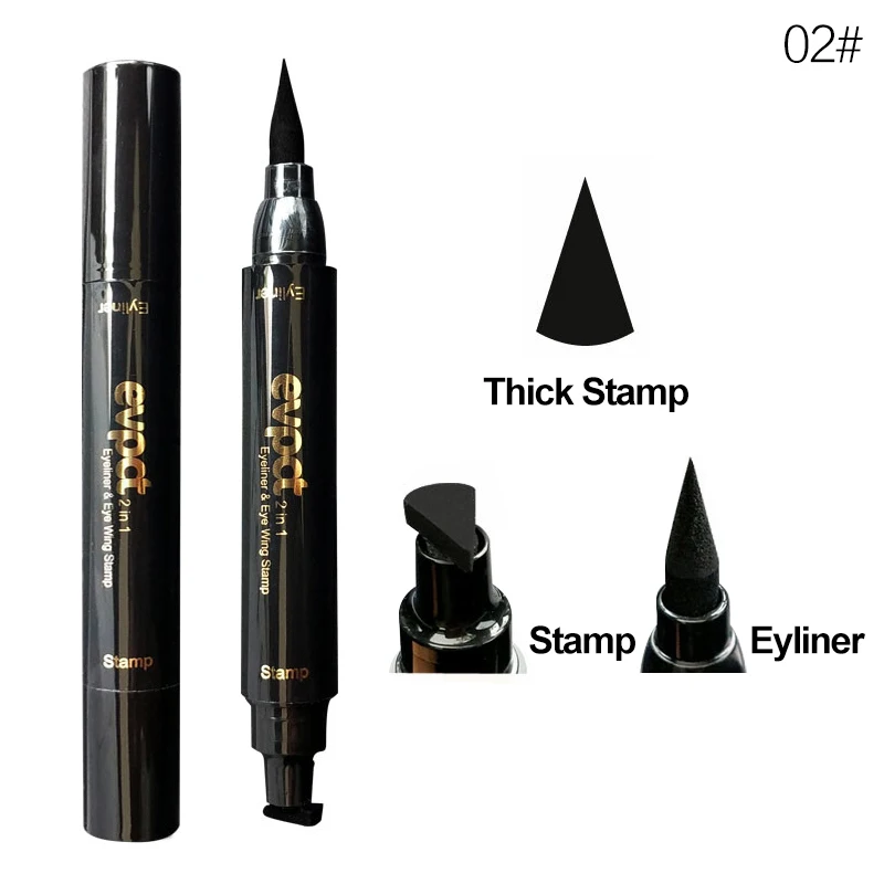 1pc Professional Makeup Black Eye Liner Liquid Pencil Quick Dry Waterproof Double-ended Stamps Wing Eyeliner |