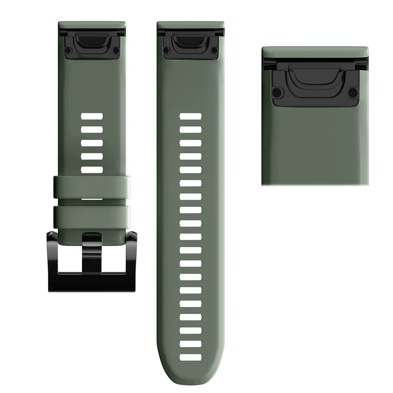 Army Green 26 мм 22 мм ремешок для часов Garmin Fenix 5 5X3 3 HR для Fenix 5X Plus S60 часы Quick Release силиконовый ремешок Easyfit - Цвет ремешка: Army Green