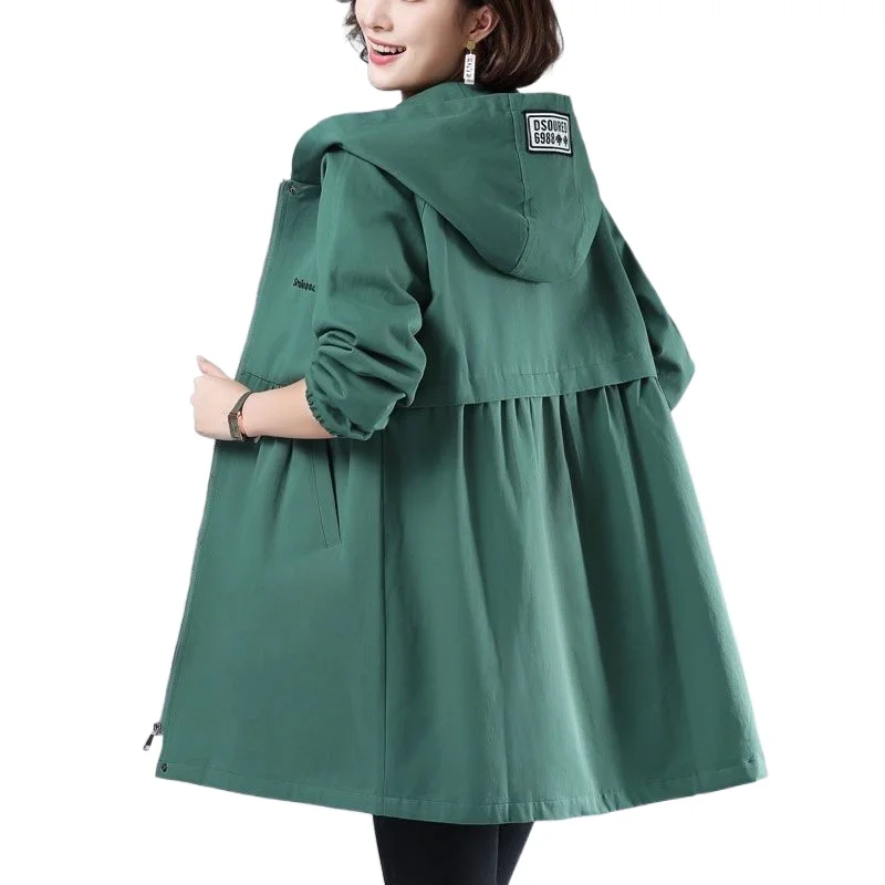 

Women's Jacket Spring Autumn Hooded Causal Windbreaker Famale Basic Coats Zipper Lightweight Jackets Outwear