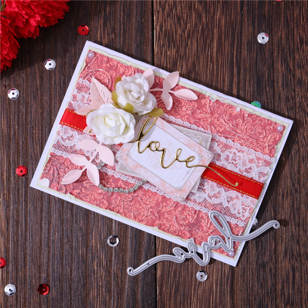 YaMinSanNiO Happy Congrats металлические режущие штампы с надписью Love Scrapbooking декоративные