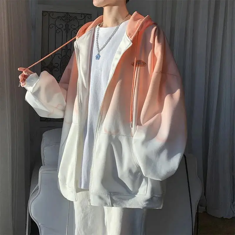 

Women Hoodies Jacket Coat Tie dye Streetwear Hoodies Korean Loose Autumn Zipper Hooded Long-sleeved Sweatshirt Outwear