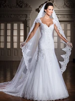 vestidos de noiva renda vestido de casamento vintage applique lace wedding dress mermaid bride dresses removable skirt af28