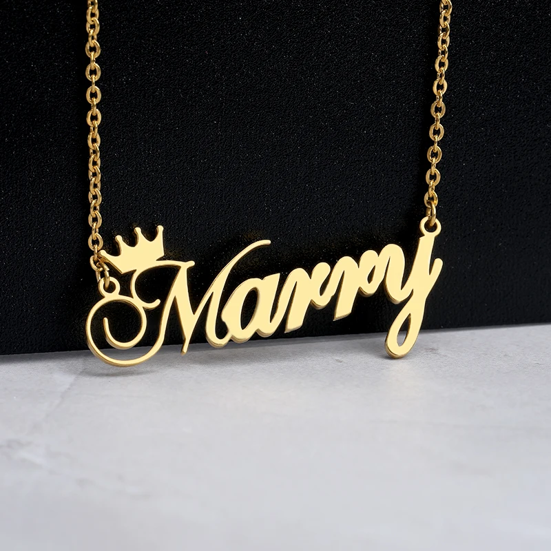 Rose Gold Silver Color Personalized Custom Name Pendant Necklace Customized Cursive Nameplate Necklace Handmade Birthday Gift
