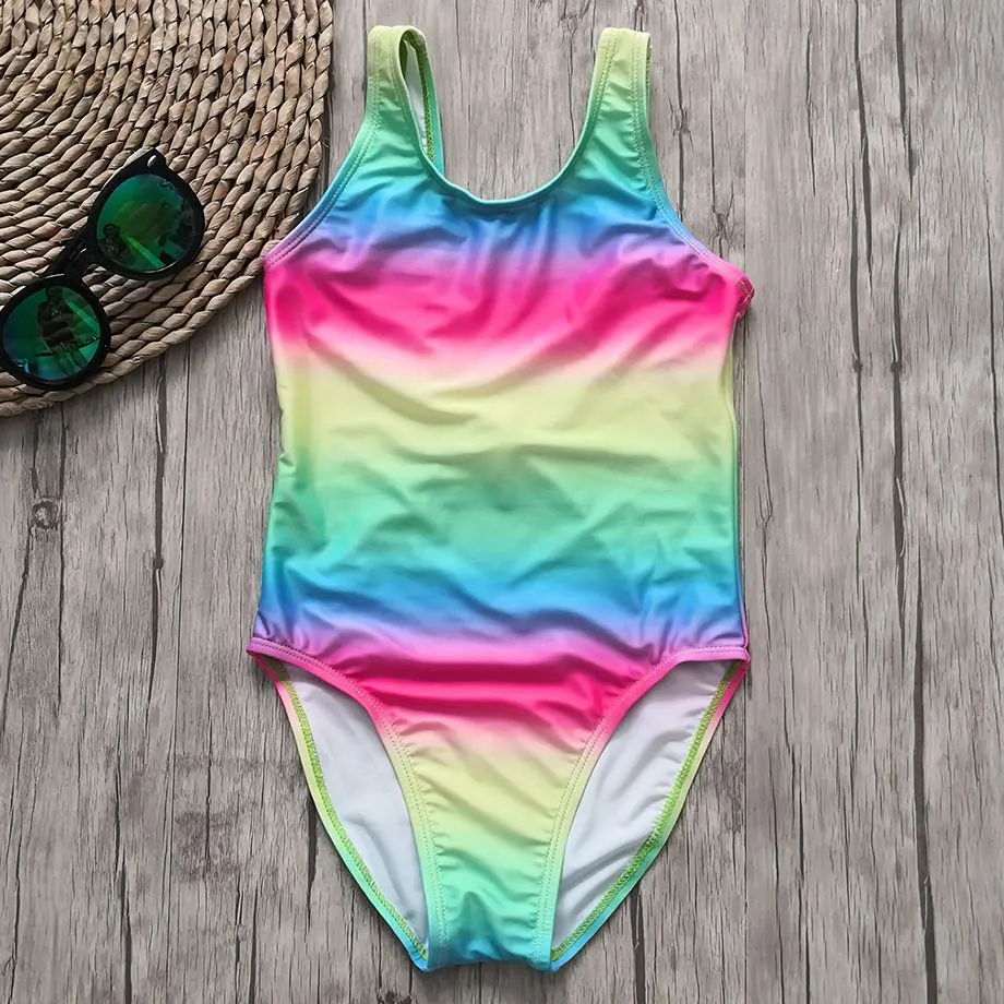 Женский слитный купальник для маленьких девочек детский купальный костюм