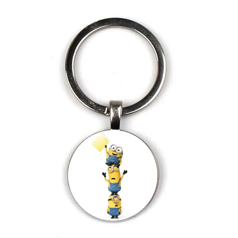 6 Despicable Me Minion Action Movie Glass Cabochon Keychains for Kid - Цвет: 6