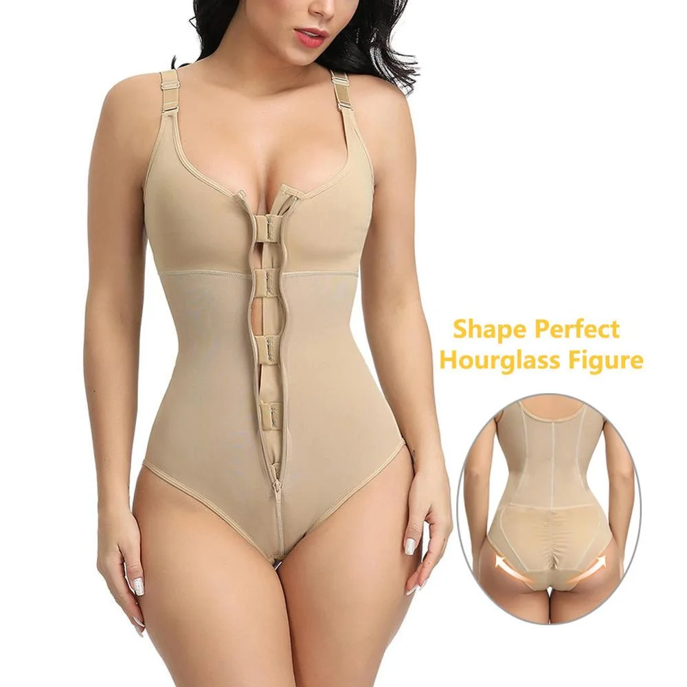 

Women Shapewear Bodysuit Straps Tummy Control Waist Trainer Cincher Body Shaper Zipper Postpartum Recovery Hip Lifter Underwear