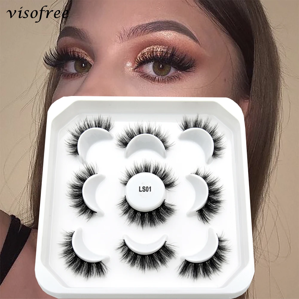 

Visofree 5 Pairs 3D Mink Lashes Natural False Eyelashes Dramatic Volume Fake Lashes Makeup Eyelash Extension Mink Eyelashes LS01