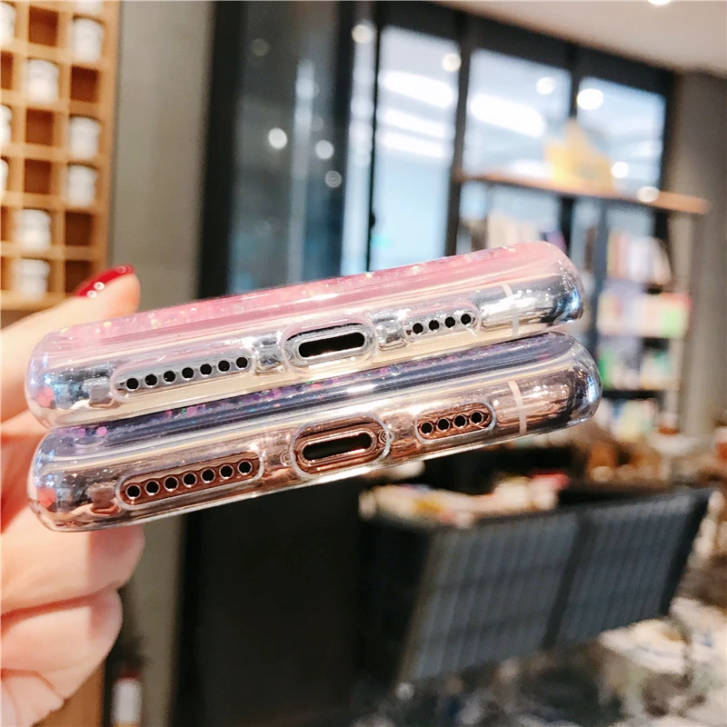 

Glitter Love Hear Sequins Powder Liquid Cover Phone Case For Xiaomi Mi Redmi Note 6 7A 8 8SE 9 9SE CC9 CC9SE 9T Soft Edge Coque