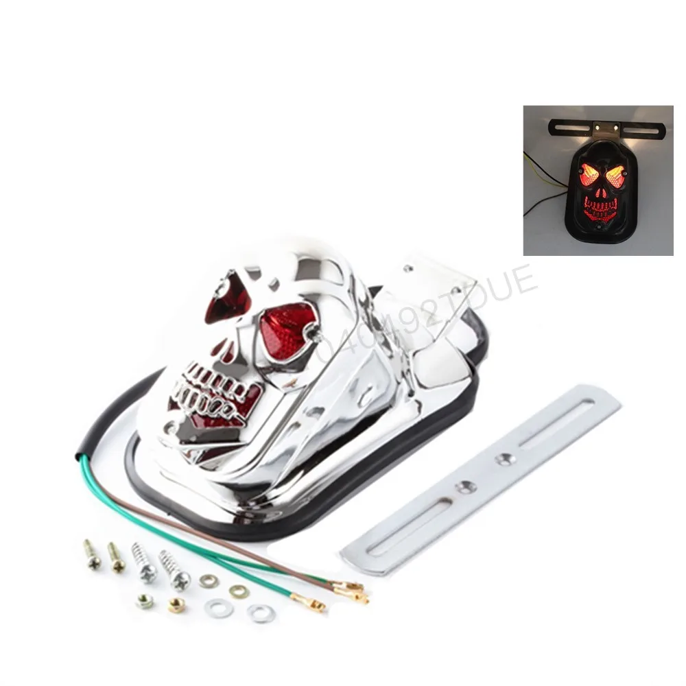 

Модифицированная мотоциклетная Тормозная лампа с черепом и черепом, задняя лампа, ходовая лампа, задняя лампа с черепом и черепом