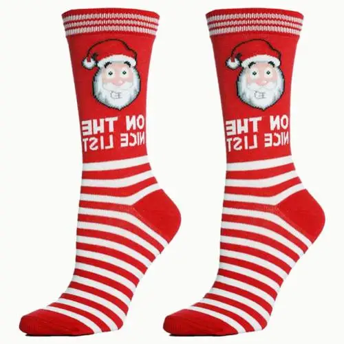 Santa Claus Новые рождественские хлопковые носки-трубы с милым принтом Санта Клауса лося для мужчин и женщин, эластичные носки средней длины, плотные, большие размеры - Цвет: Santa Claus