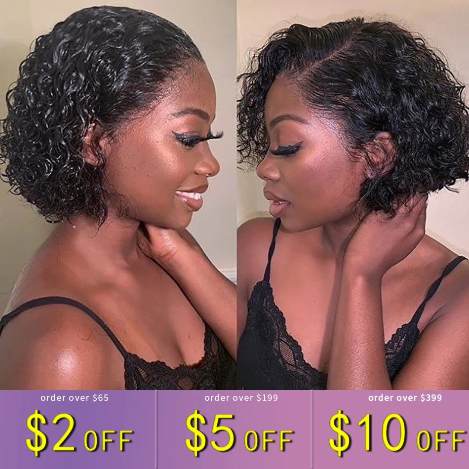 

Pixie Cut Curly Lace Front Wigs Preplucked Glueless Blunt Cut Bob Jerry Curly Lace Frontal Human Hair Wigs For Black Women