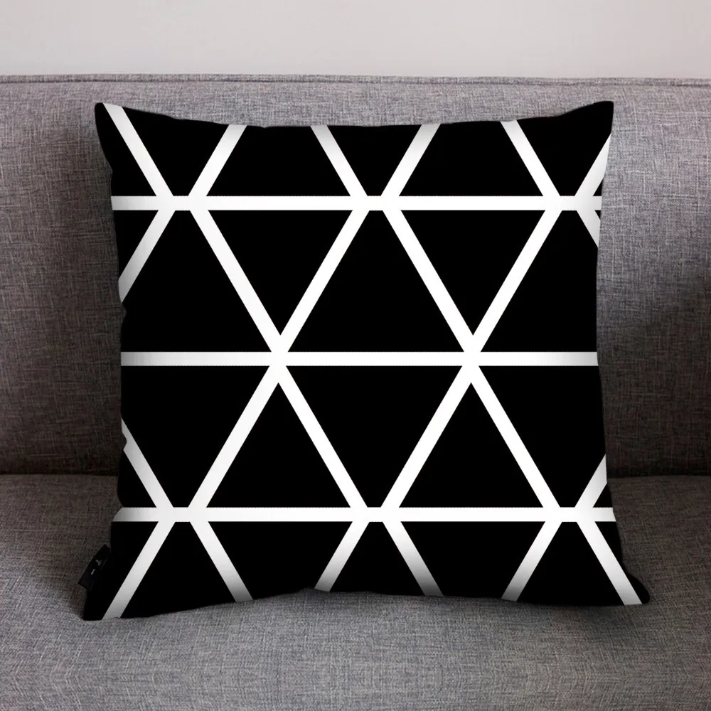 

New Pillow Cover Home Decor Geometric Black Print Pillow Case Polyester Sofa Car Cushion Cover Home Decor Bed Pillowcase Cover
