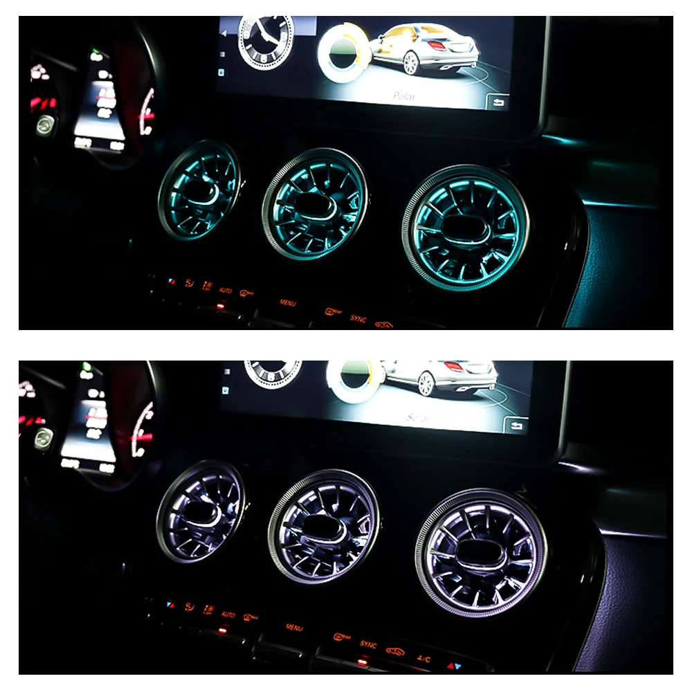 

Air Conditioning Ambient Light For Mercedes Benz W205 Front Vent Inlet Center Console Lights 3/12/64 colors Air Outlet LED Lamp